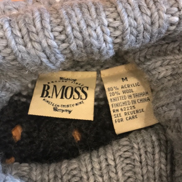 B. MOSS Soft GRAYBLACK Sweater wButtons Sz M - Picture 5 of 6